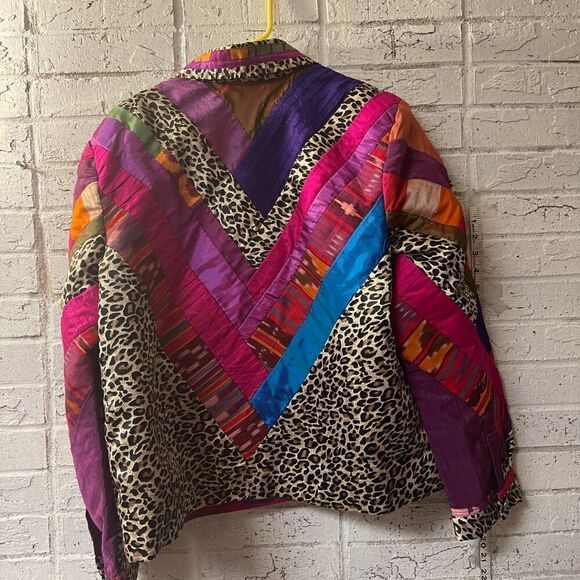 Sandy Starkman Patchwork Quilt Blazer SIlk Blend Jacket Plus Suze Curvy 1X - Picture 5 of 7